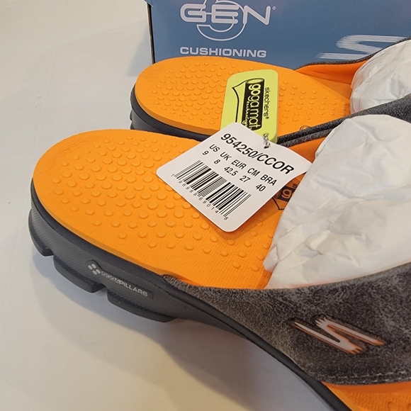 Skechers Go Walk Stag Thong Sandal Charcoal Orange Men's Size 9 NEW! - Picture 6 of 14